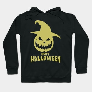 Happy Halloween With Gold Scary Pumpkin Hoodie